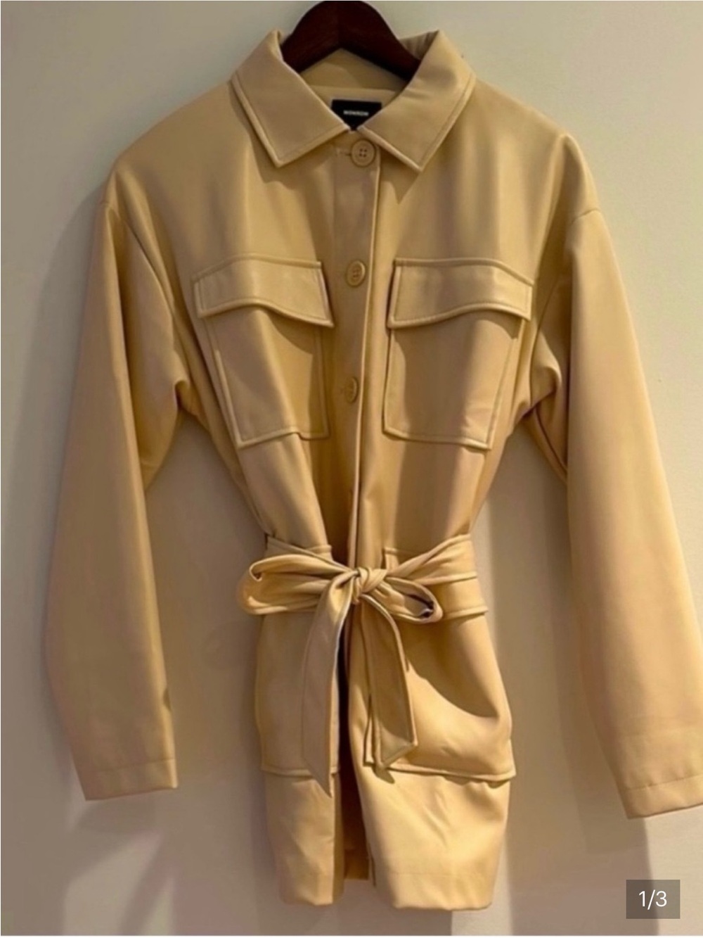 Monrow Beige Tie-Waist Utility Jacket